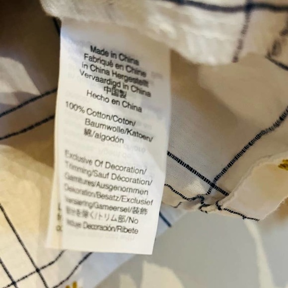 MADEWELL Windowpane Embroidered Boho Square Neck Button Down Blouse SMALL - Picture 9 of 9